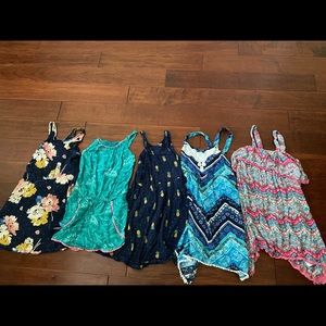 Girl’s 7/8 summer dress/romper bundle.